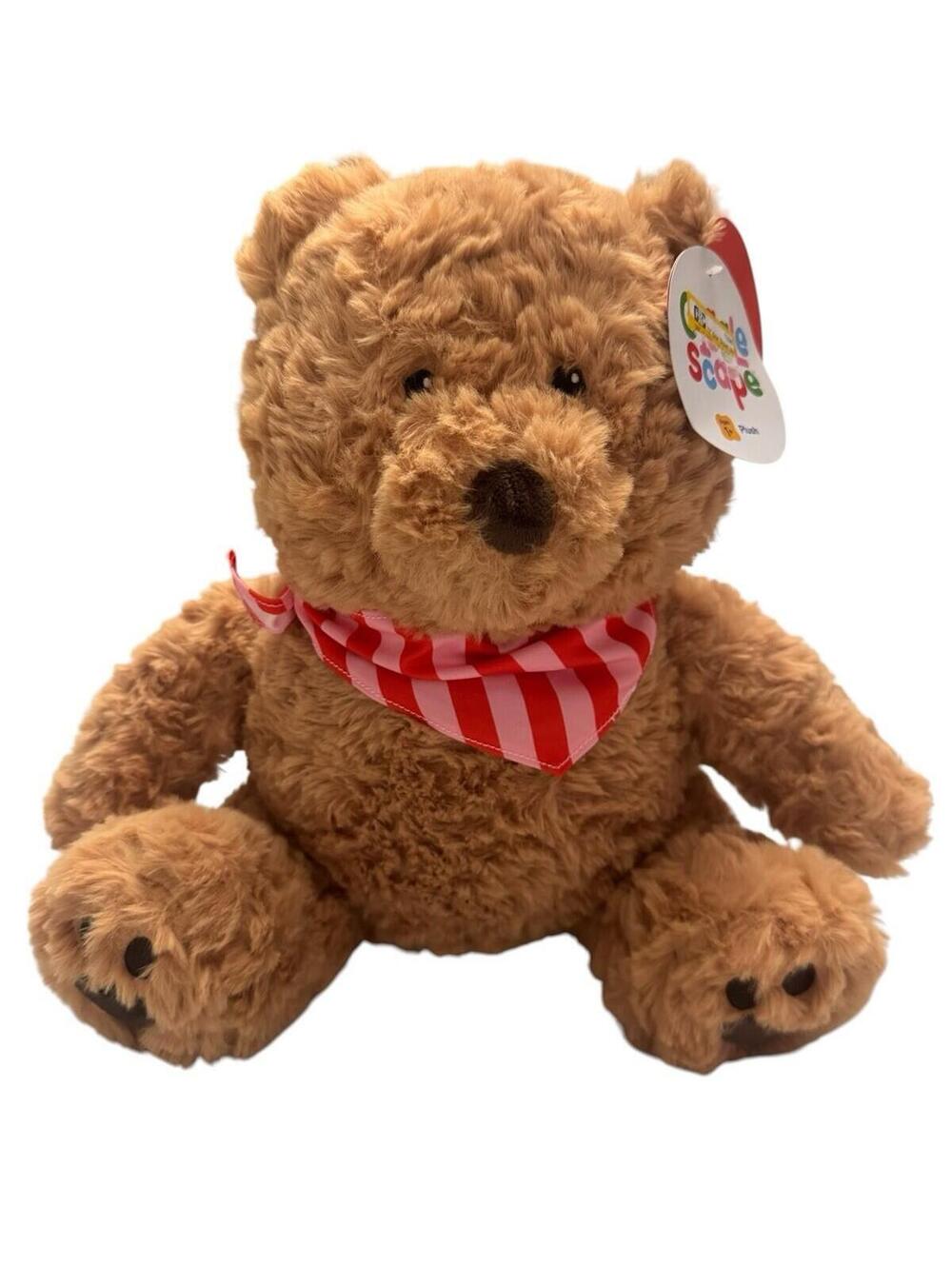 NWT Giggle Scape Plush Bear With Striped Scarf 12 Inch
